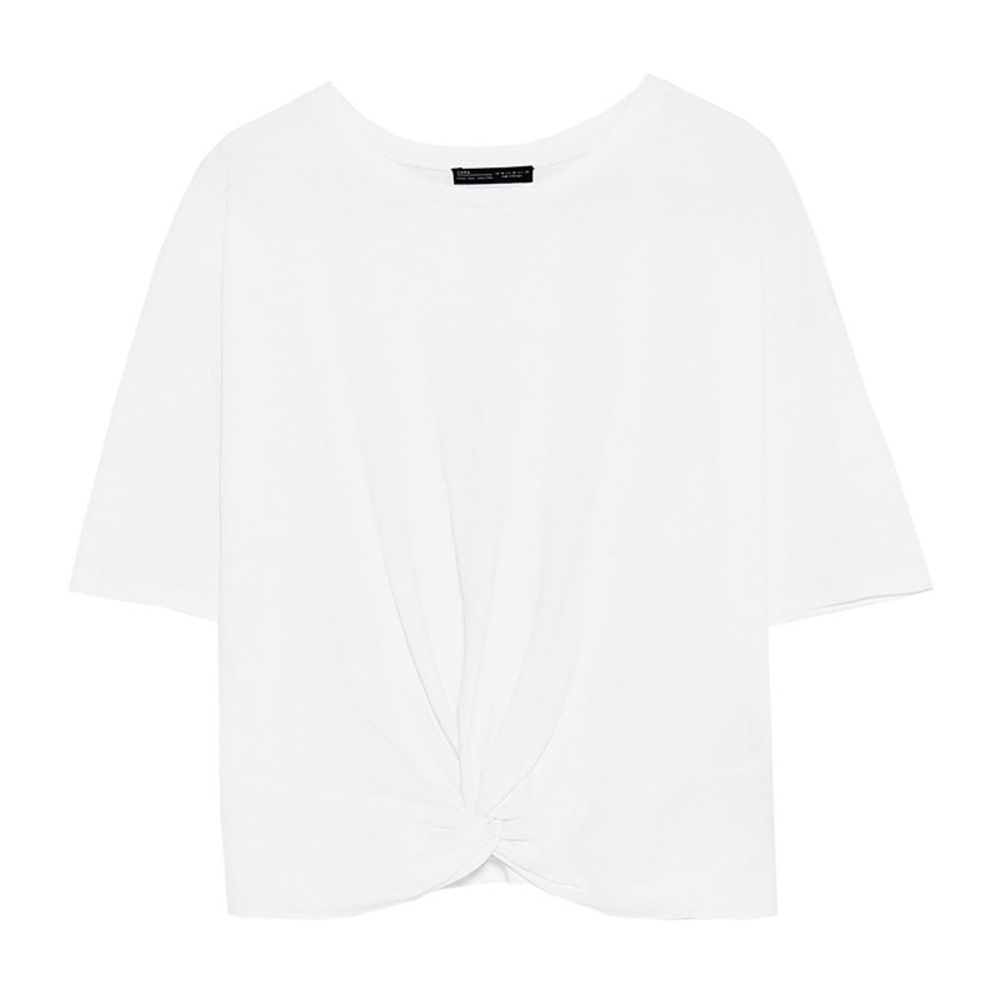 Zara twist front white tee shirt